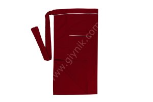 Bordo Biyeli Cepli Yarım Önlük