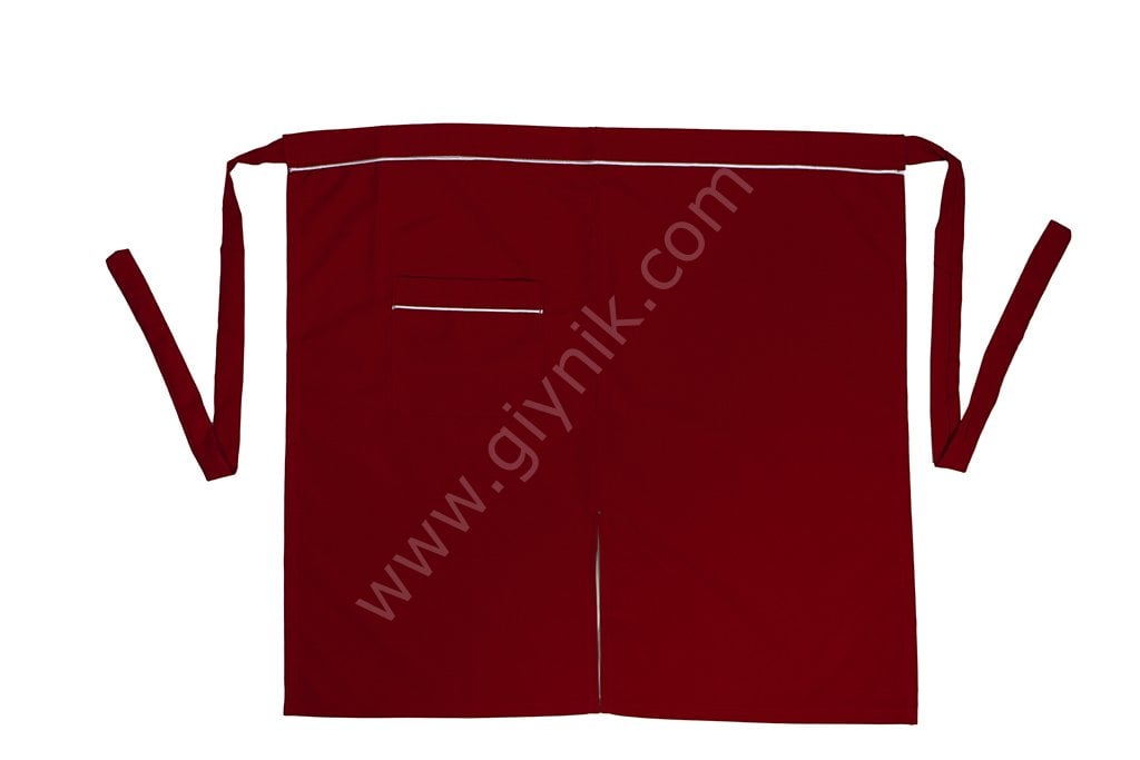 Bordo Biyeli Cepli Yarım Önlük