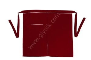 Bordo Biyeli Cepli Yarım Önlük