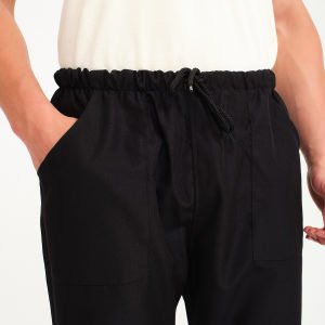 Siyah Cepli Lastikli Aşçı Pantolonu