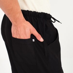 Siyah Cepli Lastikli Aşçı Pantolonu