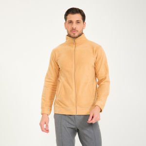 Krem Dik Yaka Cepli Polar Mont