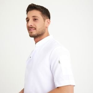 Beyaz Hakim Yaka Kısa Kol Aşçı Ceketi