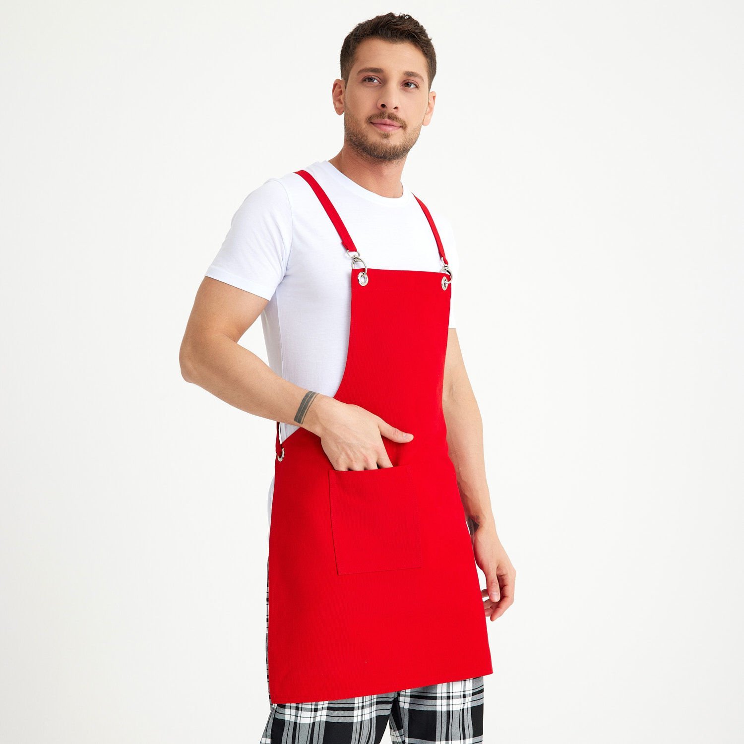 Master Chef Askılı Önlük - Kırmızı