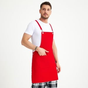 Master Chef Askılı Önlük - Kırmızı
