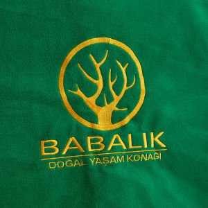 Yeşil Nakışlı Püsküllü Polar Şal