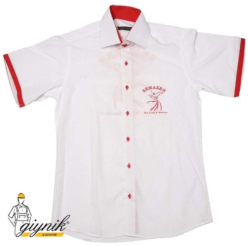 Beyaz Firma Logo Baskılı İş Gömleği