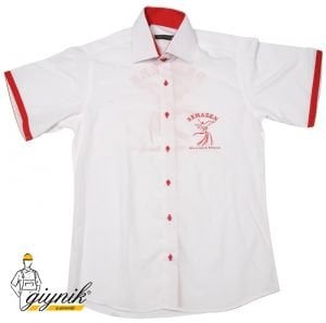 Beyaz Firma Logo Baskılı İş Gömleği