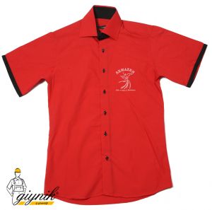 Kırmızı Firma Logo Baskılı İş Gömleği