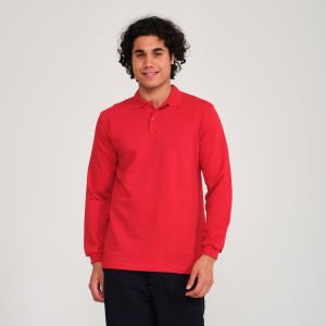 Kırmızı Şardonlu İki İplik Polo Yaka Sweatshirt