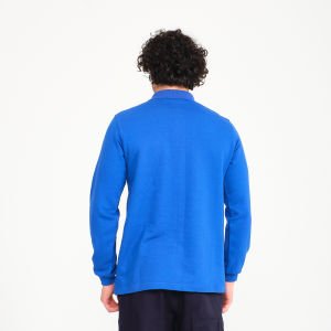 Saks Mavi Şardonlu İki İplik Polo Yaka Sweatshirt