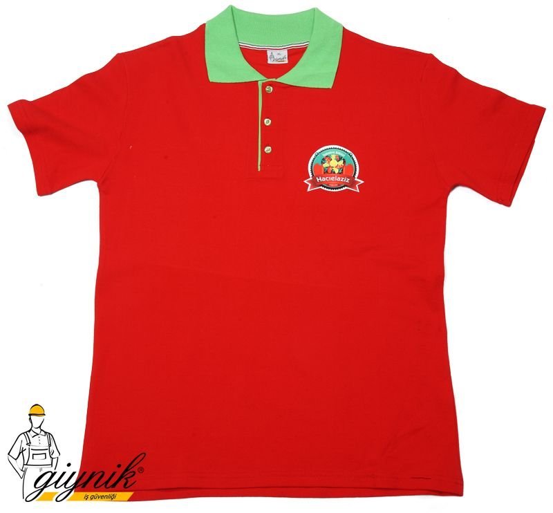 Kırmızı Firma Logo Baskı Polo Yaka Kısa Kol Tişört