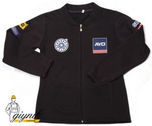 Siyah 3 İplik Fermuarlı Baskılı Bomber Yaka Sweatshirt