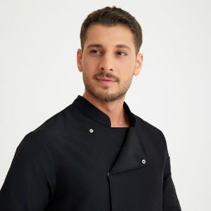 Siyah Hakim Yaka Kısa Kol Aşçı Ceketi