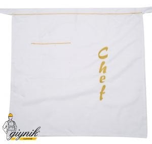 Beyaz ''Chef'' Nakışlı Biyeli Yarım Önlük