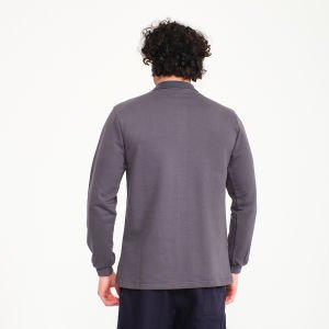 Füme Üç İplik Polo Yaka Uzun Kol Sweatshirt