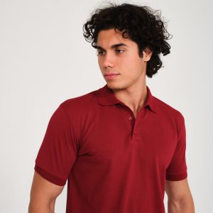 Bordo Polo Yaka Kısa Kol Tişört