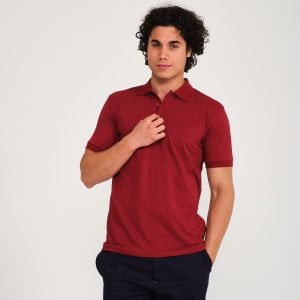 Bordo Polo Yaka Kısa Kol Tişört