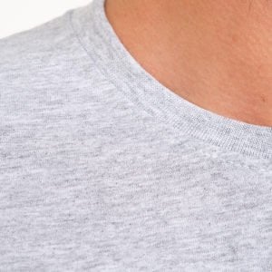 Açık Gri Melanj Bisiklet Yaka Penye Tişört
