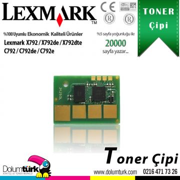 Lexmark X792 / X792de / X792dte / C792 / C792de / C792e Toner Çipi 20K
