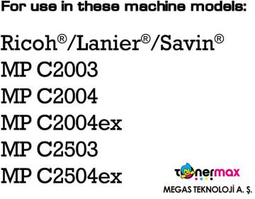 Ricoh MPC2003 Renkli Muadil Toner Mavi/ MPC2503 / MPC2004 / MPC2504
