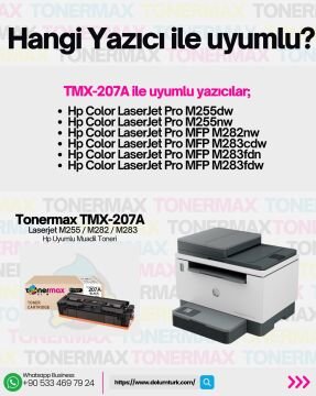Hp 207A W2211A Muadil Toner Mavi- Çipli/ Laserjet M255 / M282 / M283