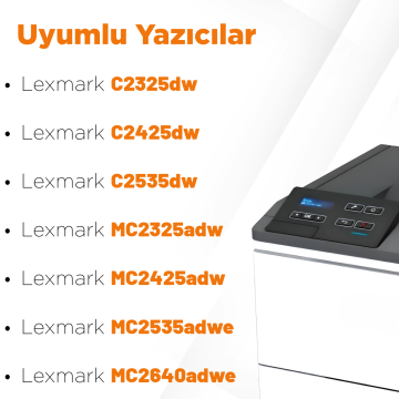 Lexmark C2425-C235HC0 Mavi Muadil Toner / C2425dw / C2325dw /MC2325adw /MC2425adw /MC2535adwe /MC2640adwe