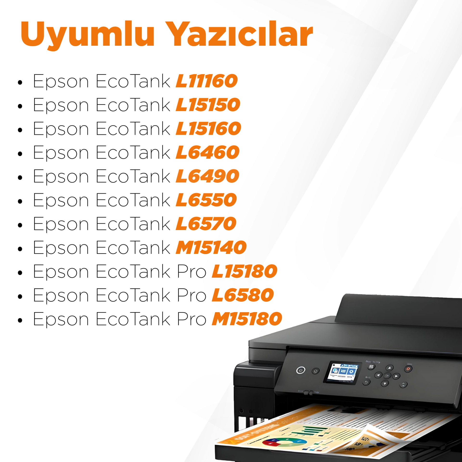 Epson T112 Muadil Mürekkep Takım / L11160 / L15150 / L15160 / L6460 / L6490 / L6+550 / L6570 / M15140 / L15180 / L6580