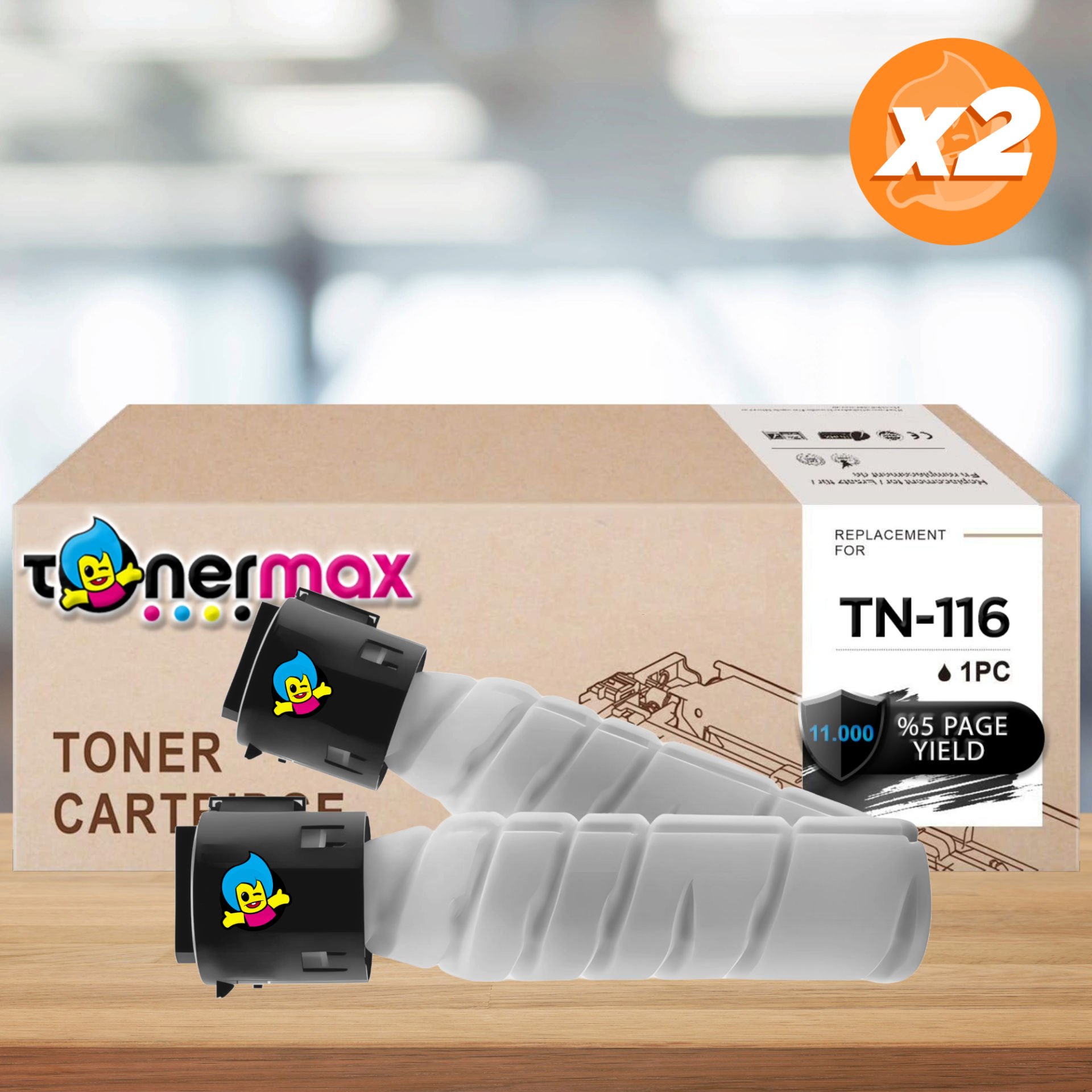 Konica Minolta TN-116 Muadil Toner 2'li Avantaj Paket / BizHub 164 / BizHub 165 / BizHub 185