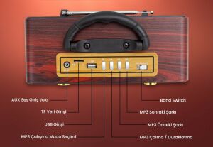 MagicVoice MV-110BT USB-SD-FM-Bluetooth Destekli Nostaljik Radyo