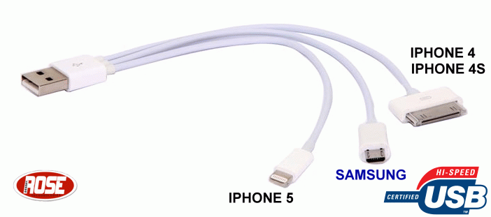 USB to IPHONE4 - IPHONE5 - Micro Usb Şarj Kablo