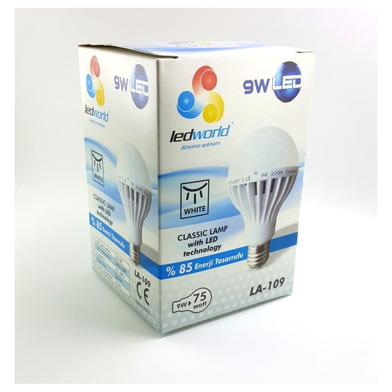 Ledworld 9W Beyaz Led Ampul E27 Duy