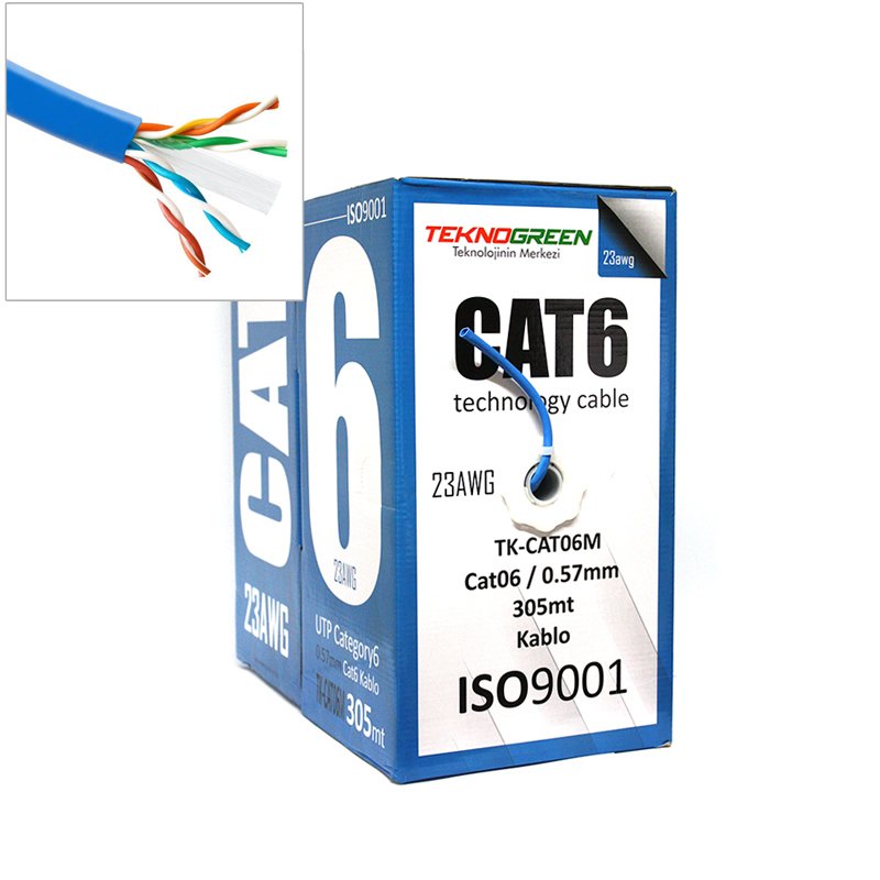 TeknoGreen TK-CAT06M Mavi 0.57mm 305mt Cat6 Kablo