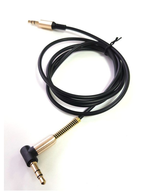 electroon 3,5mm Stereo Gold Jaklı Siyah Silikon Aux Kablo 1Metre
