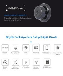 Powermaster PM-4792 V380 Gece Görüşlü Mikrofonlu 1080P mini Wifi IP Kamera