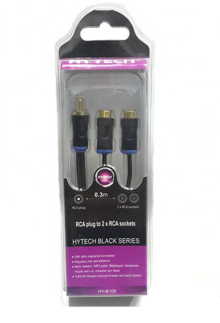 HYTECH HY-B100 RCA to 2xRCA Dişi 30cm Ara Kablo