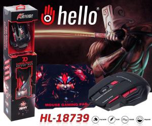 Hello HL-18739 Kablolu Oyuncu Mouse+Pad