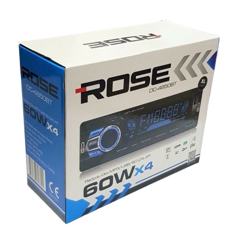 ROSE DC-4850BT MP3-USB-SD-BT Radyolu Oto Teyp 4x60W