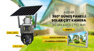 Avenir AV-M12 360° Güneş Panelli 4G Sim Kartlı Solar PTZ 4MP Çift Kamera