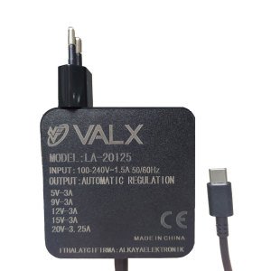 Valx LA-20125 5V/9V/12V/15V/20V 3A Type-C Notebook Adaptör