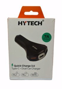 HYTECH HY-XQ55 Type-C + Çift USB Çıkışlı Çakmak Şarj 7A Siyah