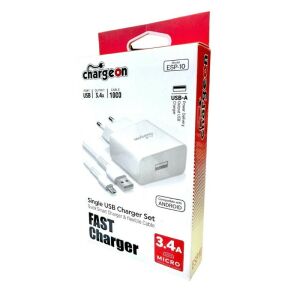 Chargeon ESP-10 Şarj Adaptörü 3.4A + Micro USB Kablo