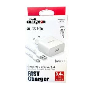 Chargeon ESP-10 Şarj Adaptörü 3.4A + Micro USB Kablo
