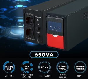 Andees AD-650 Line - İnteraktif 650VA UPS Güç Kaynağı