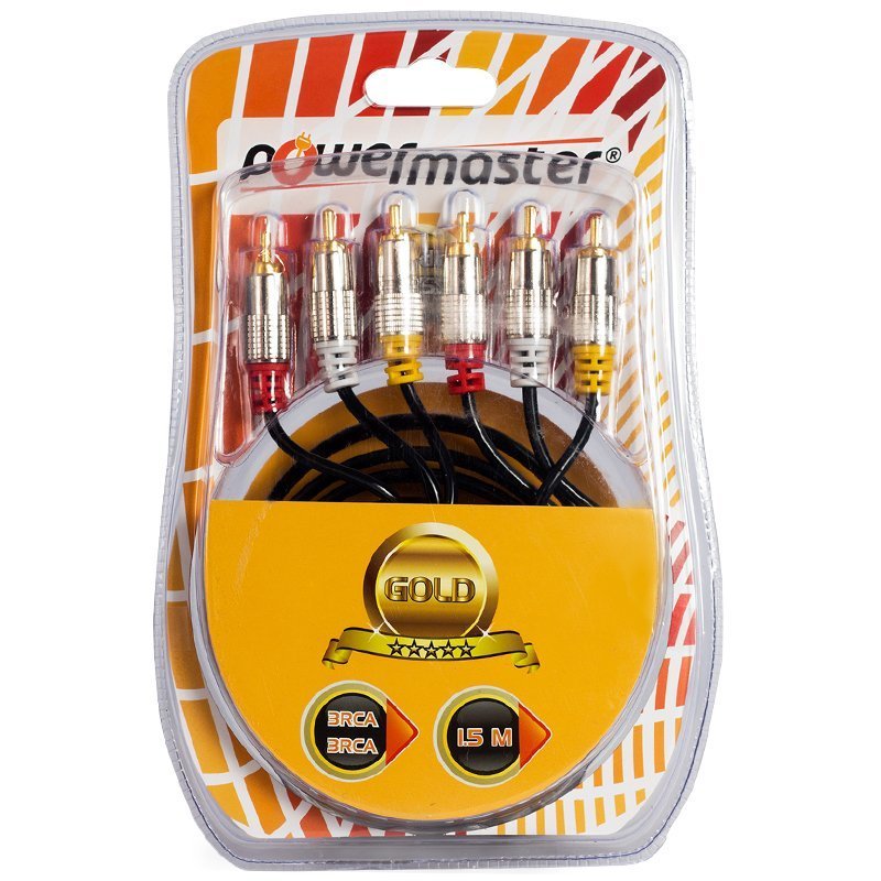 Powermaster 3RCA-3RCA Gold Uçlu Kablo 1.8Metre