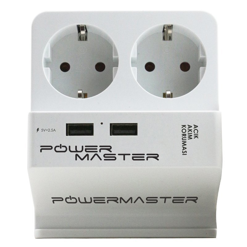 Powermaster 1.5Metre 2xUsb Girişli 2'li Akım Korumalı Priz