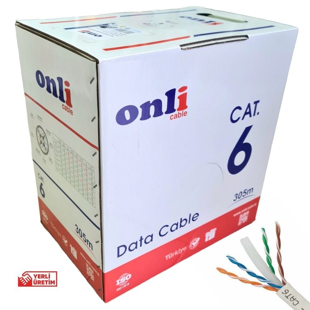 Onli 305Mt 23AWG UTP CAT6 Network Kablosu Gri Yerli Üretim