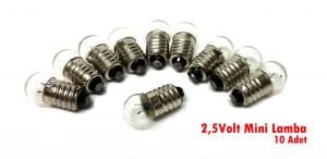 2,5Volt Mini Lamba - 10 Adet