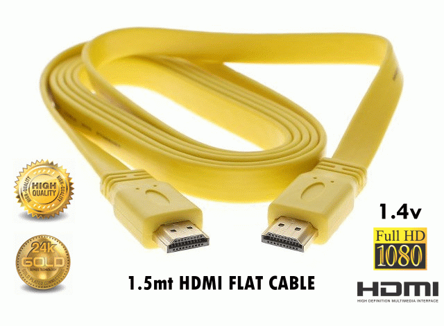 1.5Metre HDMI Flat Kablo 1.4v Sarı