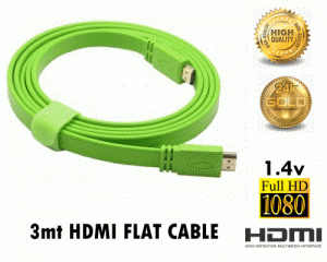 3Metre HDMI Flat Kablo 1.4v Yeşil
